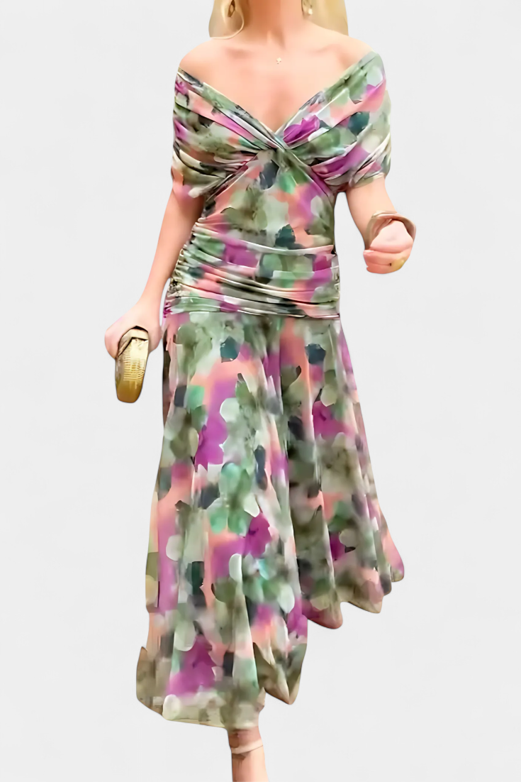 Alondra™ Long Floral Dress with V-Neck