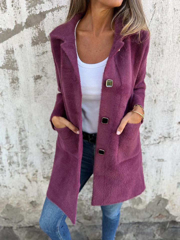 Morwenna | Long Sleeve Button Coat with Pockets