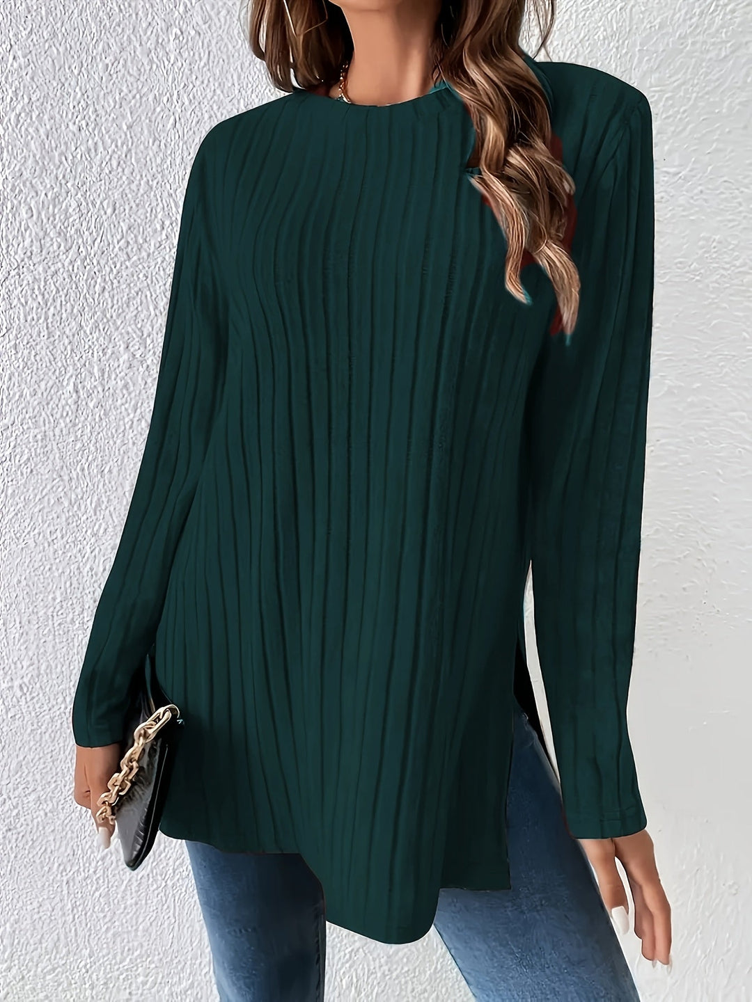 Charlotte - Crew Neck Ribbed T-Shirt