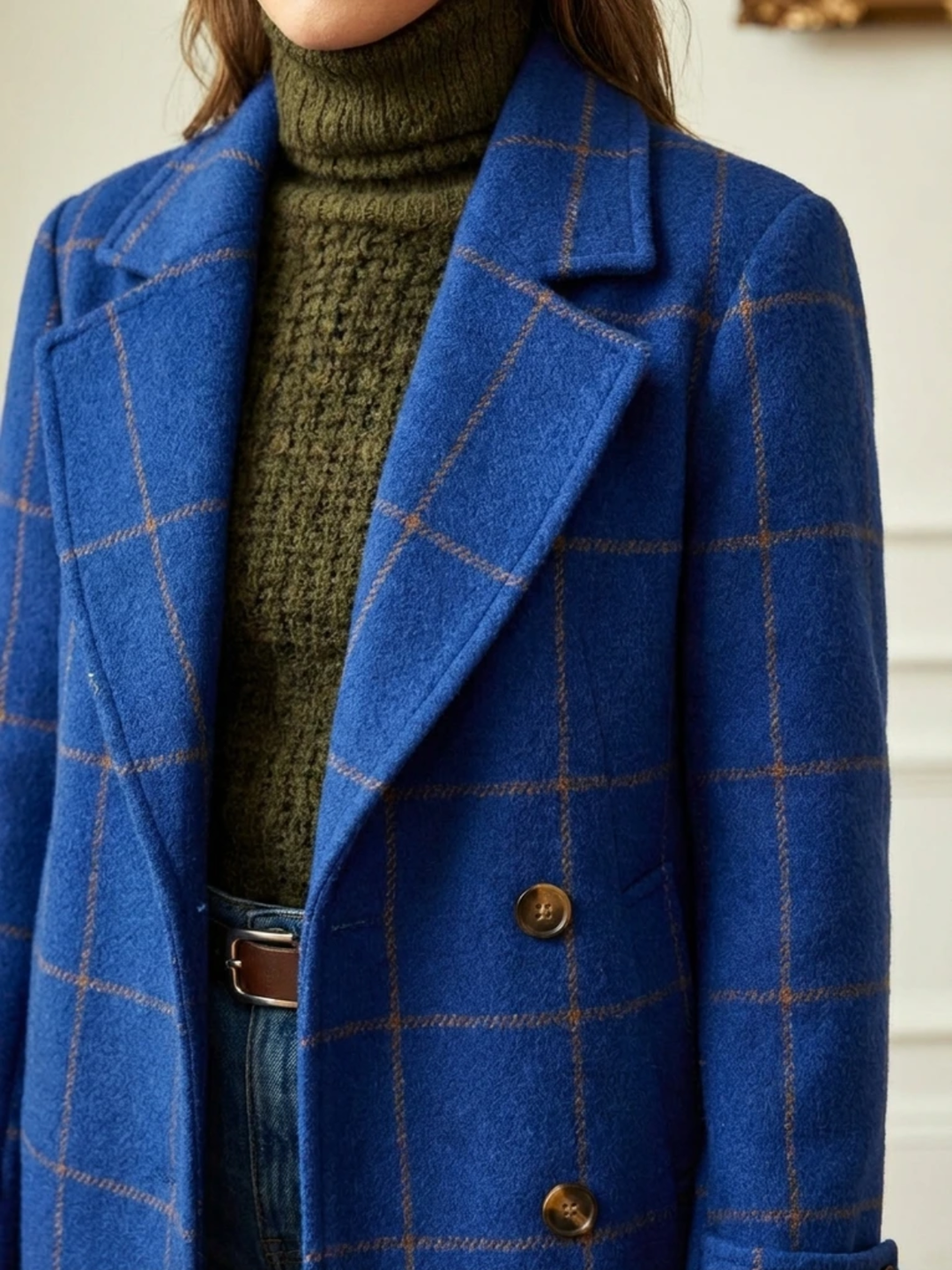 Ava™ | Wool Check Long Coat