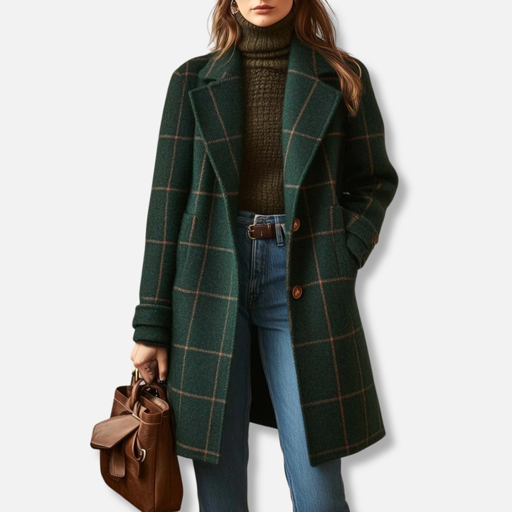 Ava™ | Wool Check Long Coat