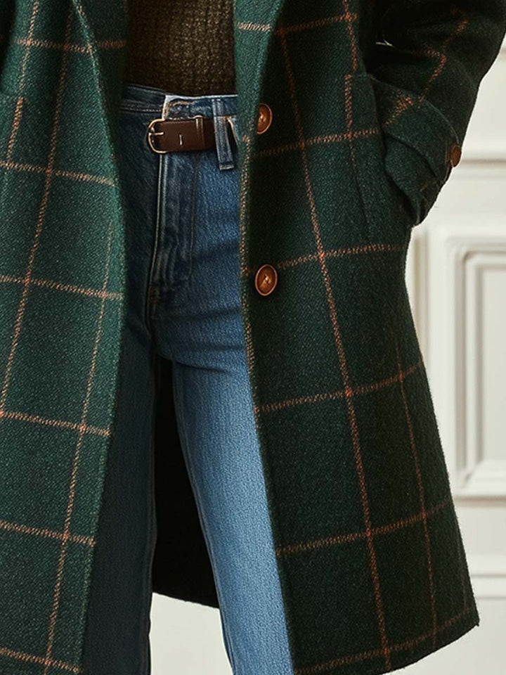 Ava™ | Wool Check Long Coat