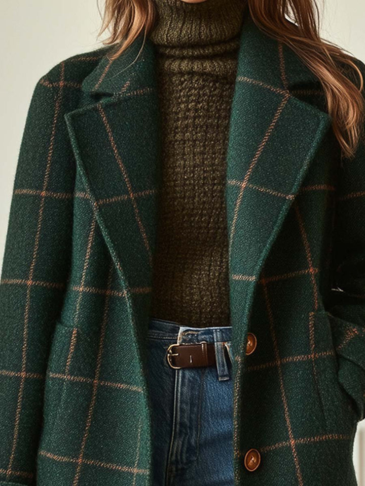 Ava™ | Wool Check Long Coat
